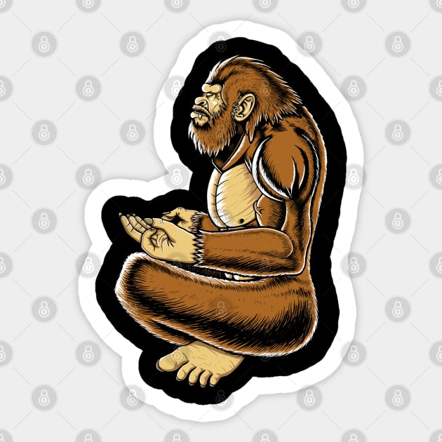 Big foot meditation peaceful mind fanny Sasquatch Sticker by Artardishop